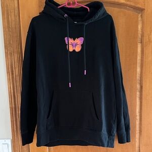 Vitriol Black Hoodie with Butterfly Design Medium